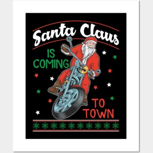 Festive Holiday Santa claus is coming to town Posters and Art